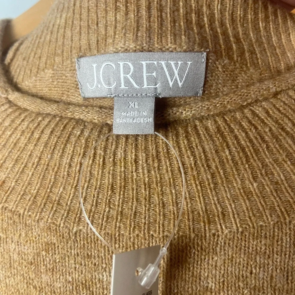 New J. Crew Women's Rollneck Sweater in Supersoft Yarn wool blend size XL Tan